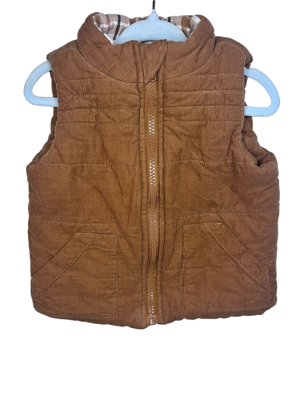 Tahari Toddler Unisex Corduroy Quilted Puffer Vest in Khaki Brown